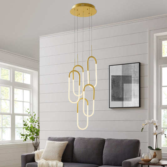 LED Five Clips Chandelier // Sandy Gold