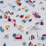 Warm Cozy Printed Kid's Sheet Set, White Village