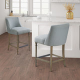 Transitional Upholstered Dining Counter Stool, Blue