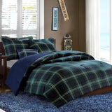 Cabin-Look Green Plaid 4-Piece Comforter/Coverlet Set