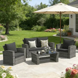 4-Piece Wicker Outdoor Patio Conversation Set with Cushions