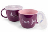Kook Ceramic Soup Mugs with Lids, 25 oz, Set of 2