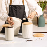Embossed Ceramic Storage Jars Set of 3 – Ivory