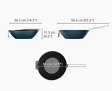 Space Folding Handle Ceramic Non-stick 32cm Blue Wok