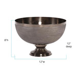 Textured Smoke Black Metal Footed Bowl- Small