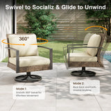 3 Pieces Patio Bistro Set with Swivel Chair Small Side Table