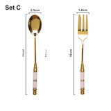 Vintage Gold Stainless Steel Spoon Fork Set