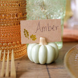 Sage Green Pumpkin Place Card Holder Set of 6
