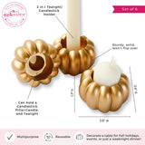 Gold Pumpkin Tealight Candlestick Holder Set of 6