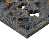 Antique Carved Wooden Boho Wall Art Decor, Dark