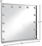 Hollywood Iron Contemporary Mirror - Glamorous Chrome Frame with Lights for Dressing Room Elegance
