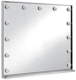 Hollywood Iron Contemporary Mirror - Glamorous Chrome Frame with Lights for Dressing Room Elegance