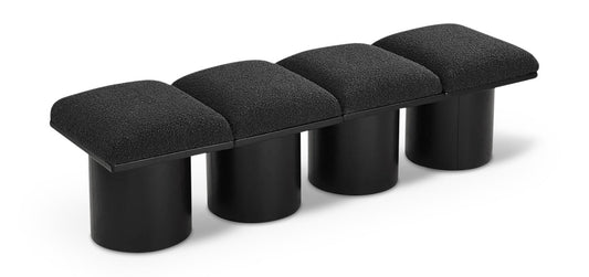 Pavilion Stylish Boucle Fabric Bench with Luxurious Cushion and Art Deco Design for Any Space