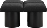 Pavilion Black Boucle Fabric Bench - Elegant Seating with Art Deco Flair for Any Stylish Space