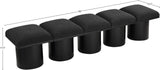 Pavilion Exquisite Black Boucle Fabric Bench with Art Deco Design and Luxurious Channel-Tufted Cushion