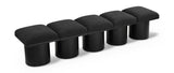 Pavilion Exquisite Black Boucle Fabric Bench with Art Deco Design and Luxurious Channel-Tufted Cushion