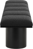Pavilion Exquisite Black Boucle Fabric Bench with Art Deco Design and Luxurious Channel-Tufted Cushion