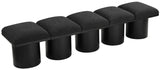 Pavilion Exquisite Black Boucle Fabric Bench with Art Deco Design and Luxurious Channel-Tufted Cushion