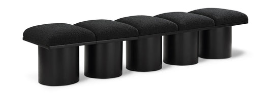 Pavilion Black Boucle Fabric Bench - Luxurious Art Deco Seating for Entryway or Bedroom Style