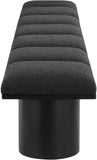 Pavilion Elegant Art Deco Bench with Rich Boucle Fabric and Luxurious Channel-Tufted Cushion Design