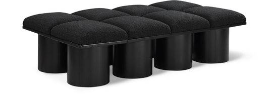 Pavilion Stylish Boucle Fabric Bench - Luxurious Seating with Art Deco Design for Any Room Decor