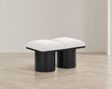 Pavilion Stylish Boucle Fabric Bench with Luxurious Cushion and Art Deco Design for Any Space