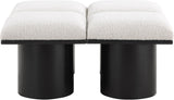 Pavilion Black Boucle Fabric Bench - Elegant Seating with Art Deco Flair for Any Stylish Space