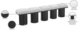 Pavilion Exquisite Black Boucle Fabric Bench with Art Deco Design and Luxurious Channel-Tufted Cushion