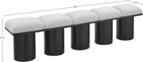 Pavilion Exquisite Black Boucle Fabric Bench with Art Deco Design and Luxurious Channel-Tufted Cushion