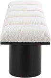 Pavilion Exquisite Black Boucle Fabric Bench with Art Deco Design and Luxurious Channel-Tufted Cushion