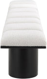 Pavilion Elegant Art Deco Bench with Rich Boucle Fabric and Luxurious Channel-Tufted Cushion Design