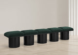 Pavilion Exquisite Black Boucle Fabric Bench with Art Deco Design and Luxurious Channel-Tufted Cushion