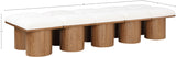 Pavilion Cream Boucle Fabric Bench - Luxurious Art Deco Seating with Oak Veneer and Cushion Comfort