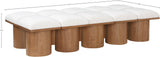 Pavilion Cream Boucle Fabric Bench - Luxurious Art Deco Seating with Oak Veneer and Cushion Comfort