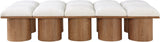 Pavilion Cream Boucle Fabric Bench - Luxurious Art Deco Seating with Oak Veneer and Cushion Comfort