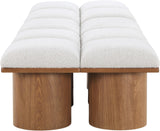 Pavilion Cream Boucle Fabric Bench - Luxurious Art Deco Seating with Oak Veneer and Cushion Comfort