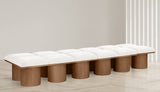 Pavilion Cream Boucle Fabric Bench - Luxurious Art Deco Seating with Oak Veneer and Cushion Comfort