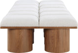 Pavilion Cream Boucle Fabric Bench - Luxurious Art Deco Seating with Oak Veneer and Cushion Comfort