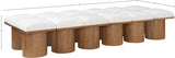 Pavilion Cream Boucle Fabric Bench - Luxurious Art Deco Seating with Oak Veneer and Cushion Comfort