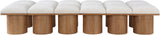 Pavilion Cream Boucle Fabric Bench - Luxurious Art Deco Seating with Oak Veneer and Cushion Comfort