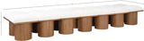 Pavilion Cream Boucle Fabric Bench - Luxurious Art Deco Seating with Oak Veneer and Cushion Comfort