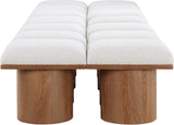Pavilion Cream Boucle Fabric Bench - Luxurious Art Deco Seating with Oak Veneer and Cushion Comfort
