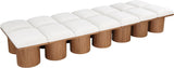 Pavilion Cream Boucle Fabric Bench - Luxurious Art Deco Seating with Oak Veneer and Cushion Comfort