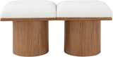 Pavilion Cream Boucle Fabric Bench - Luxurious Art Deco Seating with Oak Veneer and Cushion Comfort
