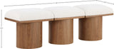Pavilion Cream Boucle Fabric Bench - Luxurious Art Deco Seating with Oak Veneer and Cushion Comfort