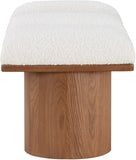 Pavilion Cream Boucle Fabric Bench - Luxurious Art Deco Seating with Oak Veneer and Cushion Comfort