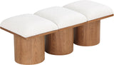 Pavilion Cream Boucle Fabric Bench - Luxurious Art Deco Seating with Oak Veneer and Cushion Comfort