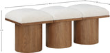 Pavilion Cream Boucle Fabric Bench - Luxurious Art Deco Seating with Oak Veneer and Cushion Comfort
