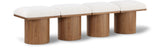 Pavilion Cream Boucle Fabric Bench - Luxurious Art Deco Seating with Oak Veneer and Cushion Comfort
