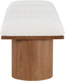 Pavilion Cream Boucle Fabric Bench - Luxurious Art Deco Seating with Oak Veneer and Cushion Comfort